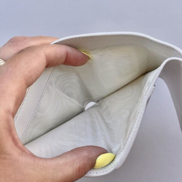 Prada White Ostrich Leather Compact Wallet With Box And Card - Picture 14 of 16